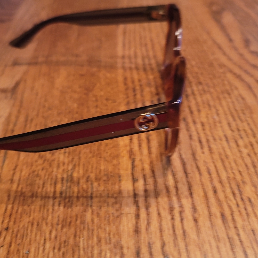 NWOT Gucci Brown Green Red Web Gold Medium Large Frame Sunglasses Glasses - Picture 3 of 10